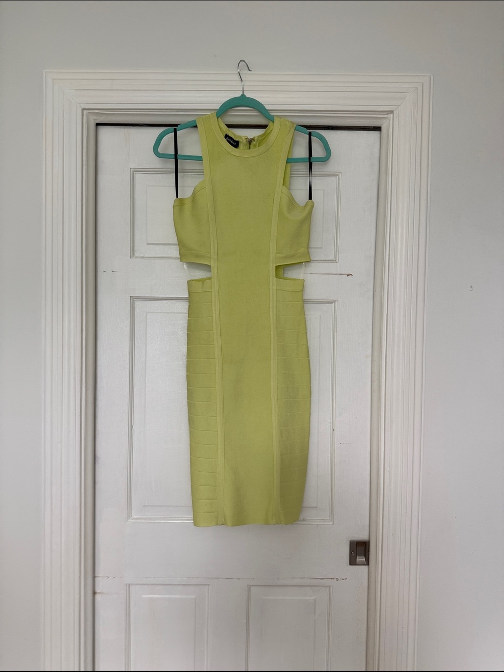 bebe Neon Lime Cutout Midi Dress